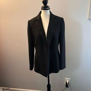 Le Suit Women's Black Pinstriped Blazer Jacket Size 8